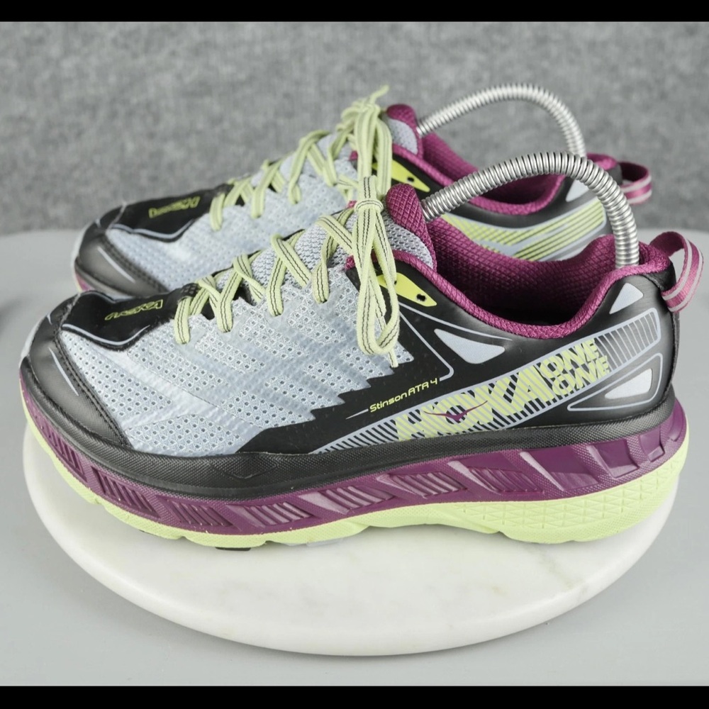 Hoka Athletic Shoes with Yellow and Purple Highlights hoka